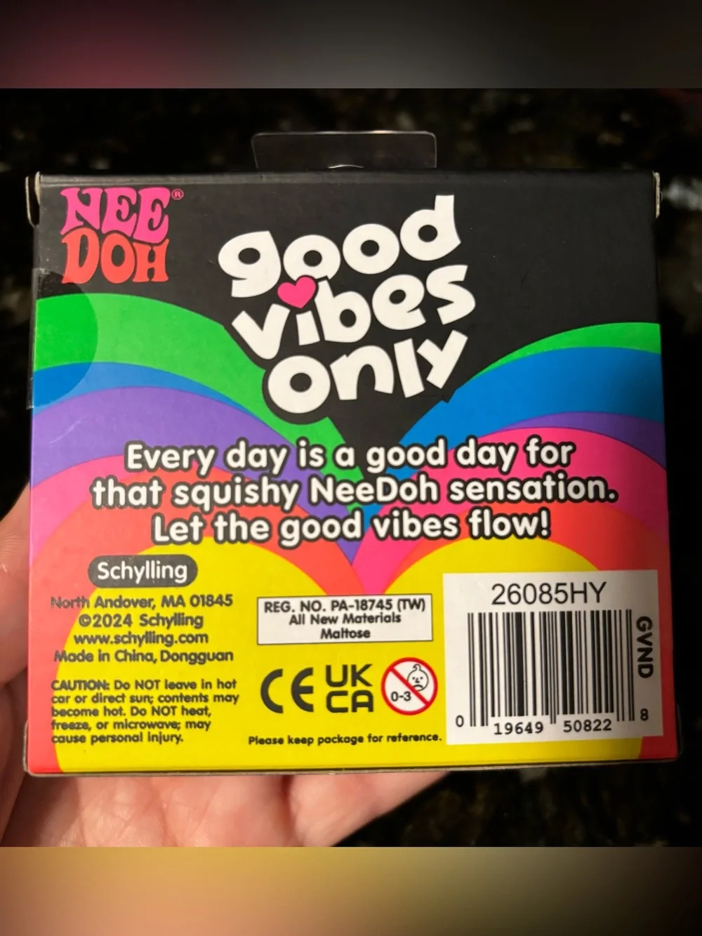 NeeDoh BLUE Peace Heart Squishy Glitter Good Vibes Only